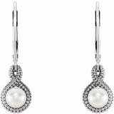 14K White Freshwater Cultured Pearl Beaded Earrings photo 2