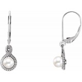 14K White Freshwater Cultured Pearl Beaded Earrings photo