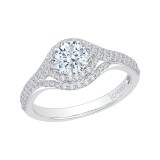 Shah Luxury 14K White Gold Round Diamond Halo Engagement Ring (Semi-Mount) photo 2