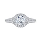 Shah Luxury 14K White Gold Round Diamond Halo Engagement Ring (Semi-Mount) photo