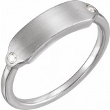 14K White .03 CTW Diamond 18x5 mm Rectangle Signet Ring photo