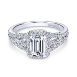 Gabriel & Co. 18K White Gold Contemporary Halo Engagement Ring photo