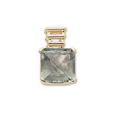 14K Yellow Gold 14X14 Square Praseolite Pendant photo