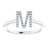 14K White .07 CTW Diamond Initial M Ring photo 3