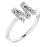 14K White .07 CTW Diamond Initial M Ring photo