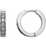 14K White 1/2 CTW Diamond Inside-Outside 15 mm Hoop Earrings photo