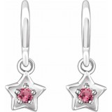 14K White 3 mm Round October Youth Star Birthstone Earrings photo 2