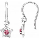 14K White 3 mm Round October Youth Star Birthstone Earrings photo