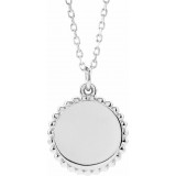 14K White Engravable Beaded Disc 16-18 Necklace photo