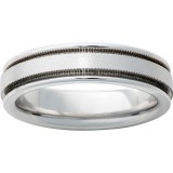 Serinium Rounded Edge Band with Milgrain Grooves and Stone Finish photo