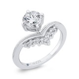 Shah Luxury 14K White Gold Round Cut Diamond Engagement Ring (Semi-Mount) photo 2