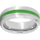 Serinium Beveled Edge Band with a 2mm Green Enamel Inlay photo