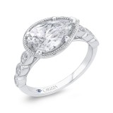 Shah Luxury 14K White Gold Pear Diamond Engagement Ring (With Center) photo 2