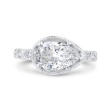 Shah Luxury 14K White Gold Pear Diamond Engagement Ring (With Center) photo