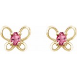 14K Yellow 4x3 mm Oval October Youth Butterfly Birthstone Earrings photo 2