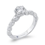 Shah Luxury 14K White Gold Bezel Set Double Row Round Diamond Engagement Ring (Semi-Mount) photo 2
