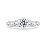 Shah Luxury 14K White Gold Bezel Set Double Row Round Diamond Engagement Ring (Semi-Mount) photo