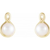 14K Yellow Pearl Earrings photo 2
