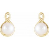 14K Yellow Pearl Earrings photo 2