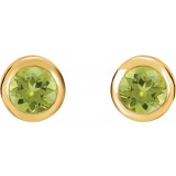 14K Yellow 4 mm Round Genuine Peridot Birthstone Earrings photo 2