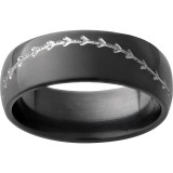 Black Zirconium Domed Band with Milled Baseball Stitch. photo