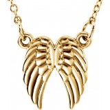 14K Yellow Tiny Poshu00ae Angel Wings 16-18 Necklace photo