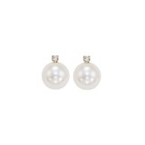 Gems One 14Kt White Gold Diamond (1/20Ctw) & Pearl (1 Ctw) Earring photo