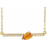 14K Yellow Citrine & 1/10 CTW Diamond 18 Necklace photo
