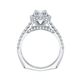 Shah Luxury 14K White Gold Princess Diamond Halo Engagement Ring (Semi-Mount) photo 4