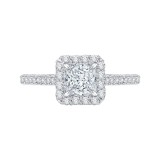 Shah Luxury 14K White Gold Princess Diamond Halo Engagement Ring (Semi-Mount) photo