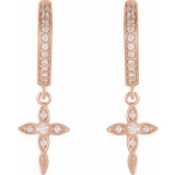 14K Rose 1/8 Diamond Cross Hoop Earrings photo 2
