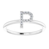 14K White .07 CTW Diamond Initial P Ring photo 3