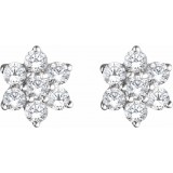 14K White 3/8 CTW Diamond Flower Earrings photo 2