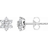 14K White 3/8 CTW Diamond Flower Earrings photo