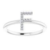 14K White .06 CTW Diamond Initial F Ring photo 3