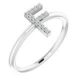 14K White .06 CTW Diamond Initial F Ring photo