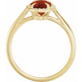 14K Yellow 8x6 mm Oval Mozambique Garnet & .05 CTW Diamond Ring photo 2