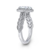 Shah Luxury 14K White Gold Oval Diamond Floral Halo Engagement Ring (Semi-Mount) photo 3