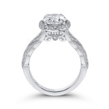 Shah Luxury 14K White Gold Oval Diamond Floral Halo Engagement Ring (Semi-Mount) photo 4