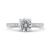 Shah Luxury 14K White Gold Round Cut Diamond Solitaire Plus Engagement Ring (Semi-Mount) photo