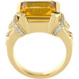 14K Yellow Citrine & 1/5 CTW Diamond Ring photo 2