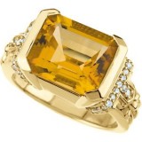 14K Yellow Citrine & 1/5 CTW Diamond Ring photo 4
