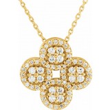 14K Yellow 1/2 CTW Diamond Clover 18 Necklace photo