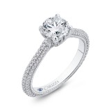 Shah Luxury 14K White Gold Round Cut Diamond Classic Engagement Ring (Semi-Mount) photo 2