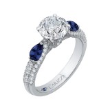 Shah Luxury 14K White Gold Round Diamond and Sapphire Engagement Ring (Semi-Mount) photo 2