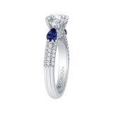 Shah Luxury 14K White Gold Round Diamond and Sapphire Engagement Ring (Semi-Mount) photo 3