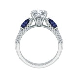 Shah Luxury 14K White Gold Round Diamond and Sapphire Engagement Ring (Semi-Mount) photo 4