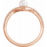 14K Rose Freshwater Cultured Pearl & 1/5 CTW Diamond V Ring photo 2