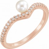 14K Rose Freshwater Cultured Pearl & 1/5 CTW Diamond V Ring photo