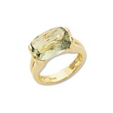 14K Yellow Gold Cushion Praseolite Ring photo